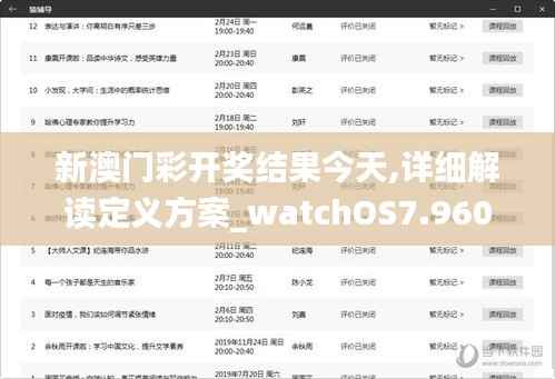 新澳门彩开奖结果今天,详细解读定义方案_watchOS7.960