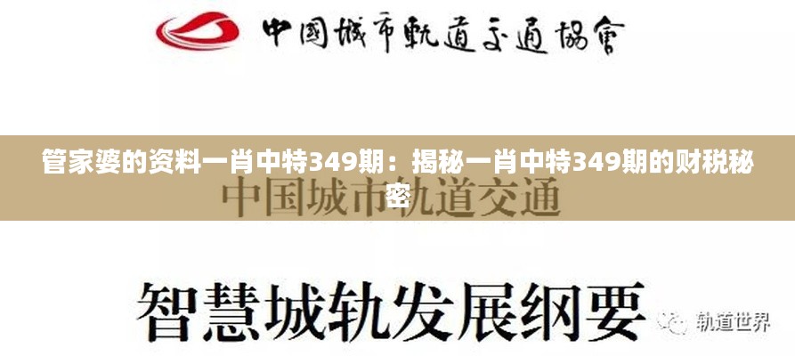 管家婆的资料一肖中特349期:揭秘一肖中特349期的财税秘密