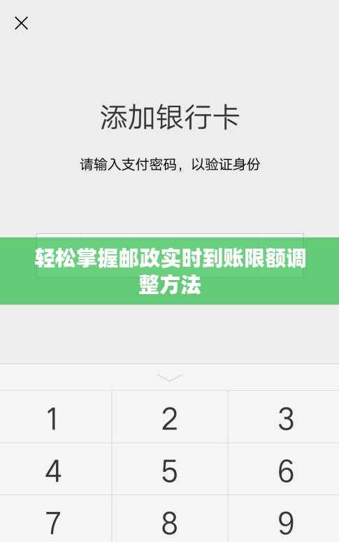 轻松掌握邮政实时到账限额调整方法